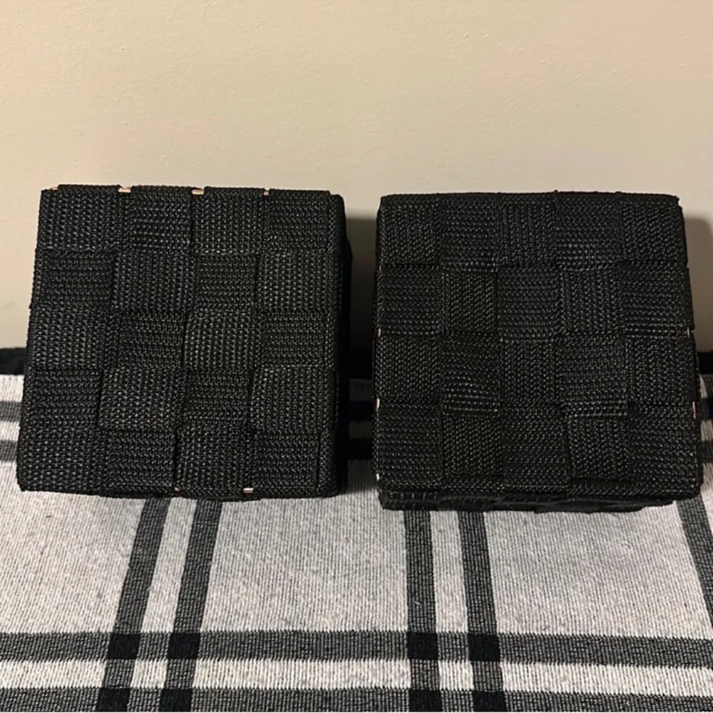 Set of 4 Black Woven Storage Basket-NWOT!